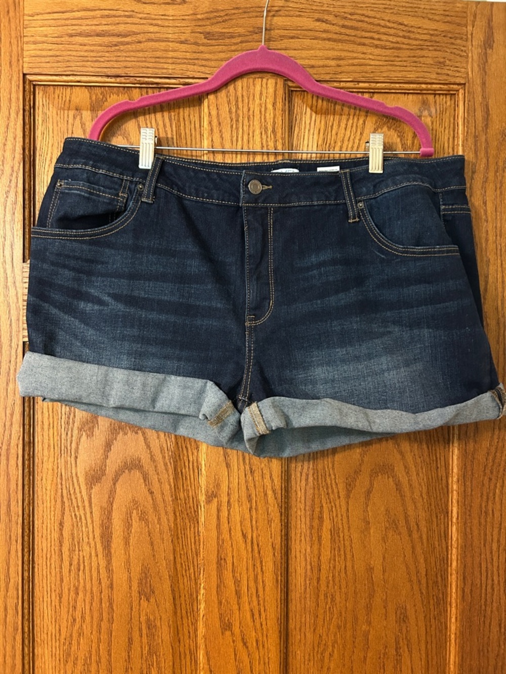 Time and Tru Dark Blue Rolled Cuff Denim Shorts